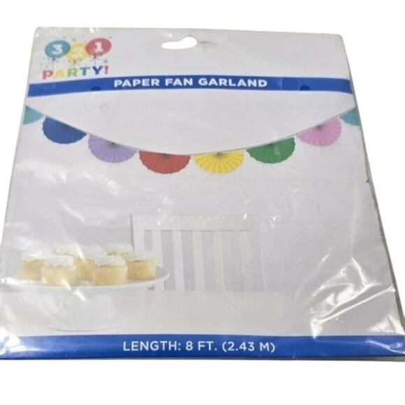 321 Party! Paper Fan Garland – 8ft Multicolor Hanging Decoration - Picture 1 of 5